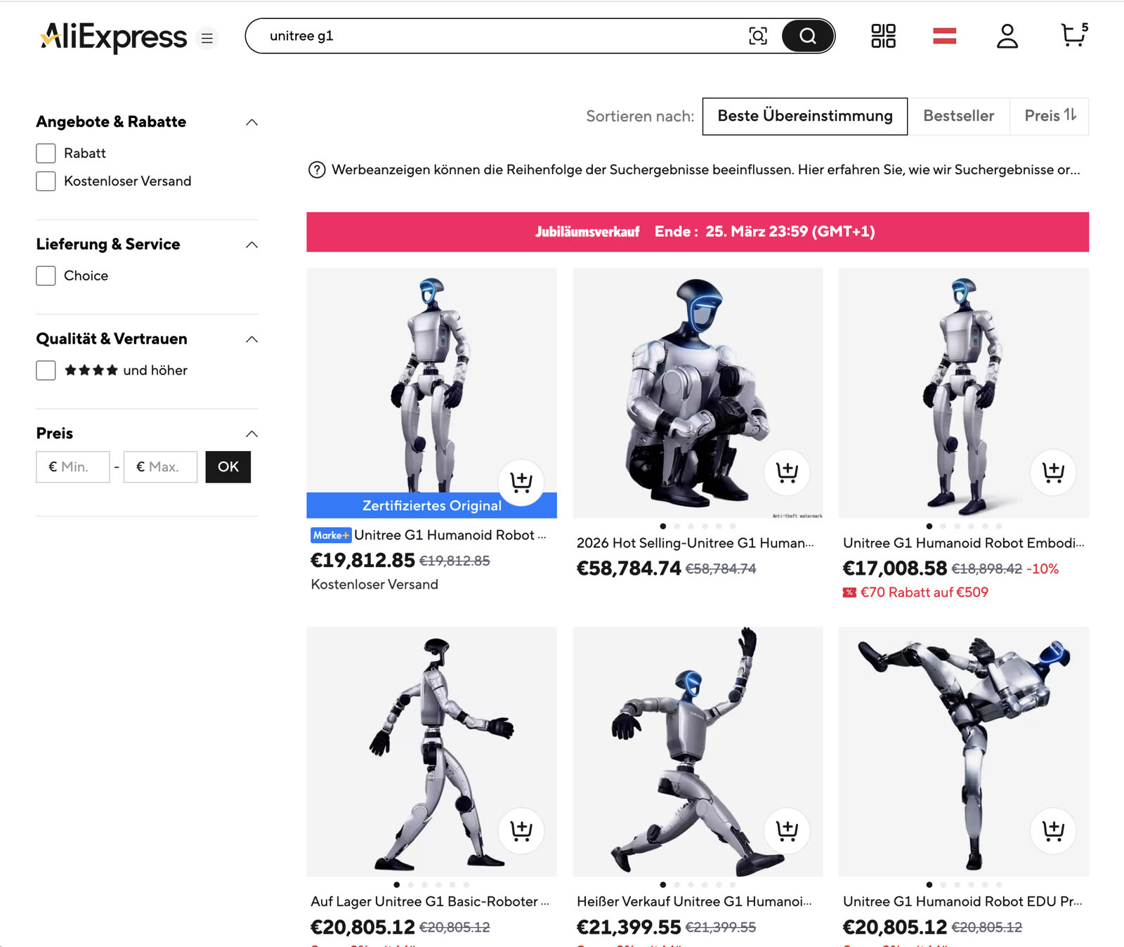 Humanoid robot on AliExpress for $15k